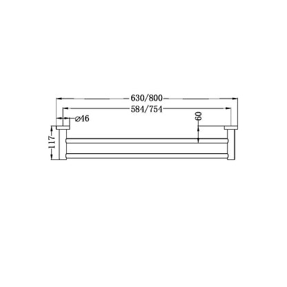 Mecca Towel Rail | Double | 600/800mm