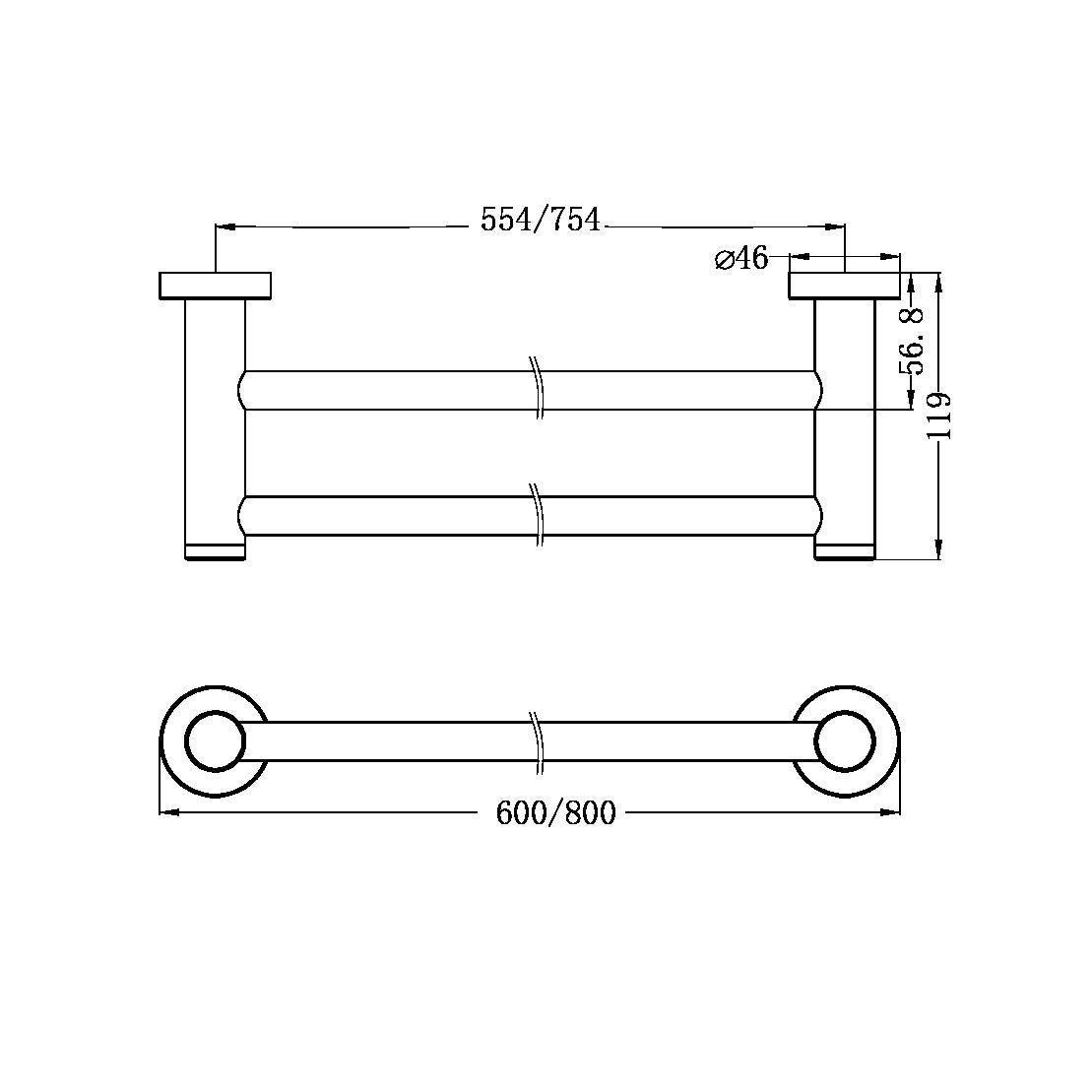 Classic Towel Rail | Double | 600mm/800mm