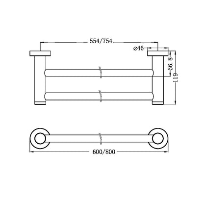 Classic Towel Rail | Double | 600mm/800mm