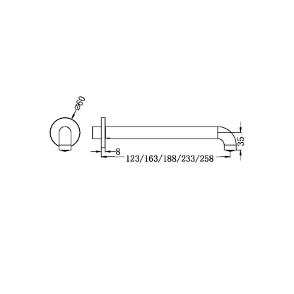 Mecca Wall Basin/Bath Spout | 120/160/185/230/260mm