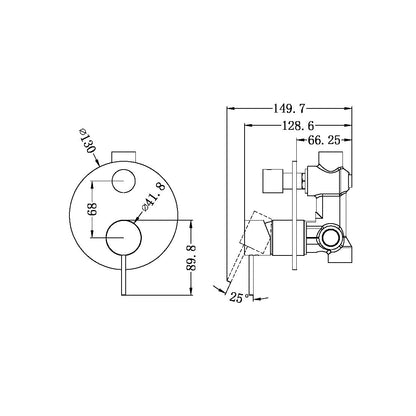 Mecca Shower Mixer | Vertical Diverter | Back Plate