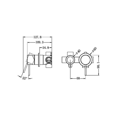 Mecca Shower Mixer | Horizontal 2 Way Diverter | Separate Back Plate