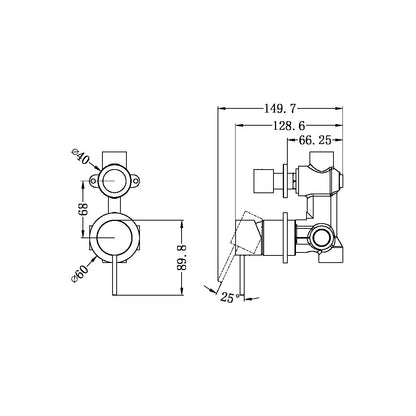 Mecca Shower Mixer | Vertical Diverter | Separate Back Plate