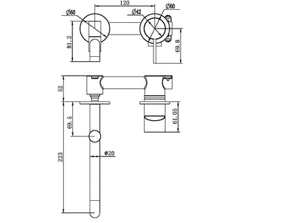 Mecca Wall Basin/Bath Mixer | Swivel Spout | 225mm