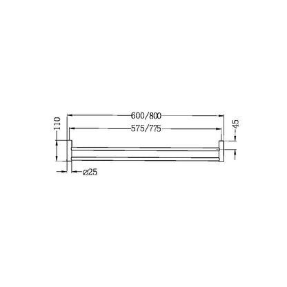 Mecca Towel Rail | Double| New | 600/800mm