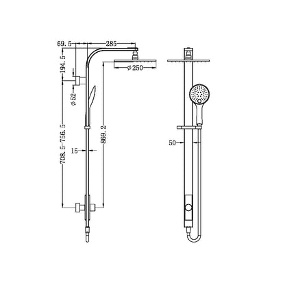 Astra Rain Shower Set with Single Hose | Round