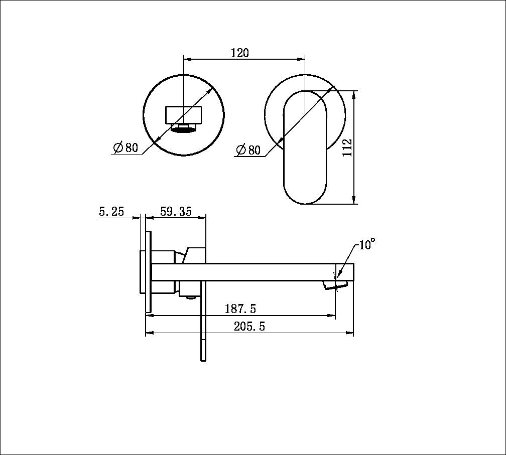 Ecco Wall Basin/Bath Mixer | Separate Back Plate