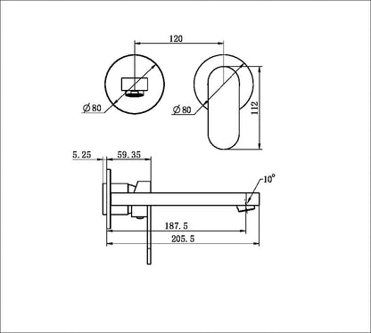 Ecco Wall Basin/Bath Mixer | Separate Back Plate