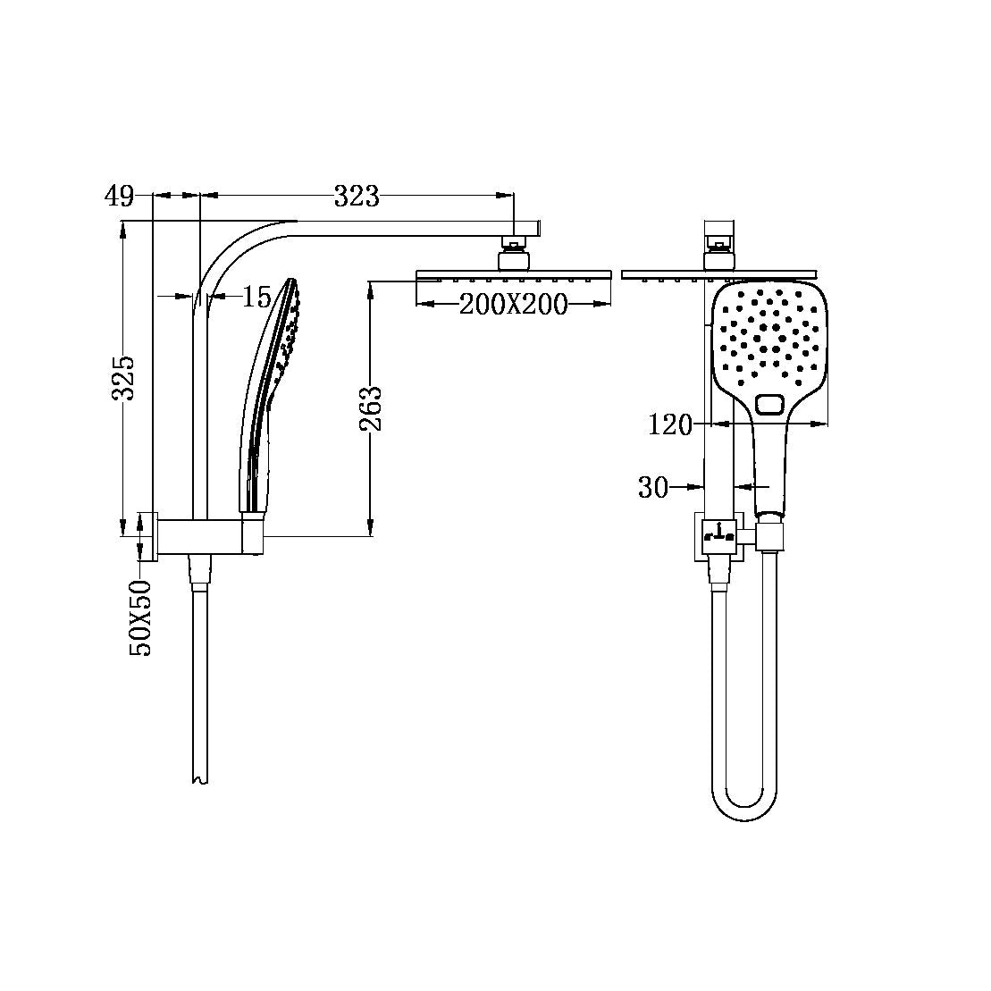 Celia 2 in 1 Shower | Square