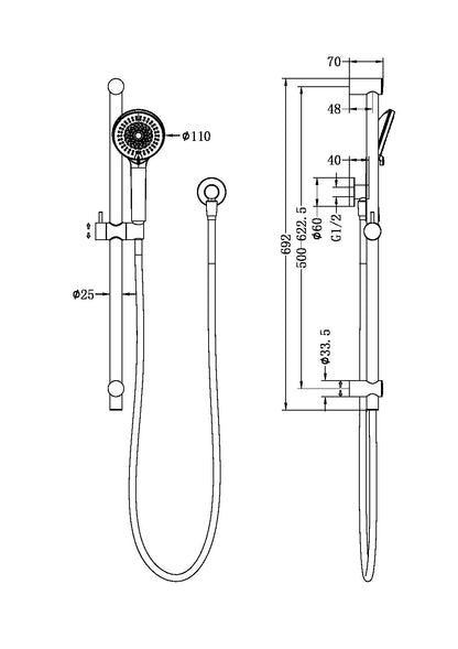 Round Metal Project Shower Rail