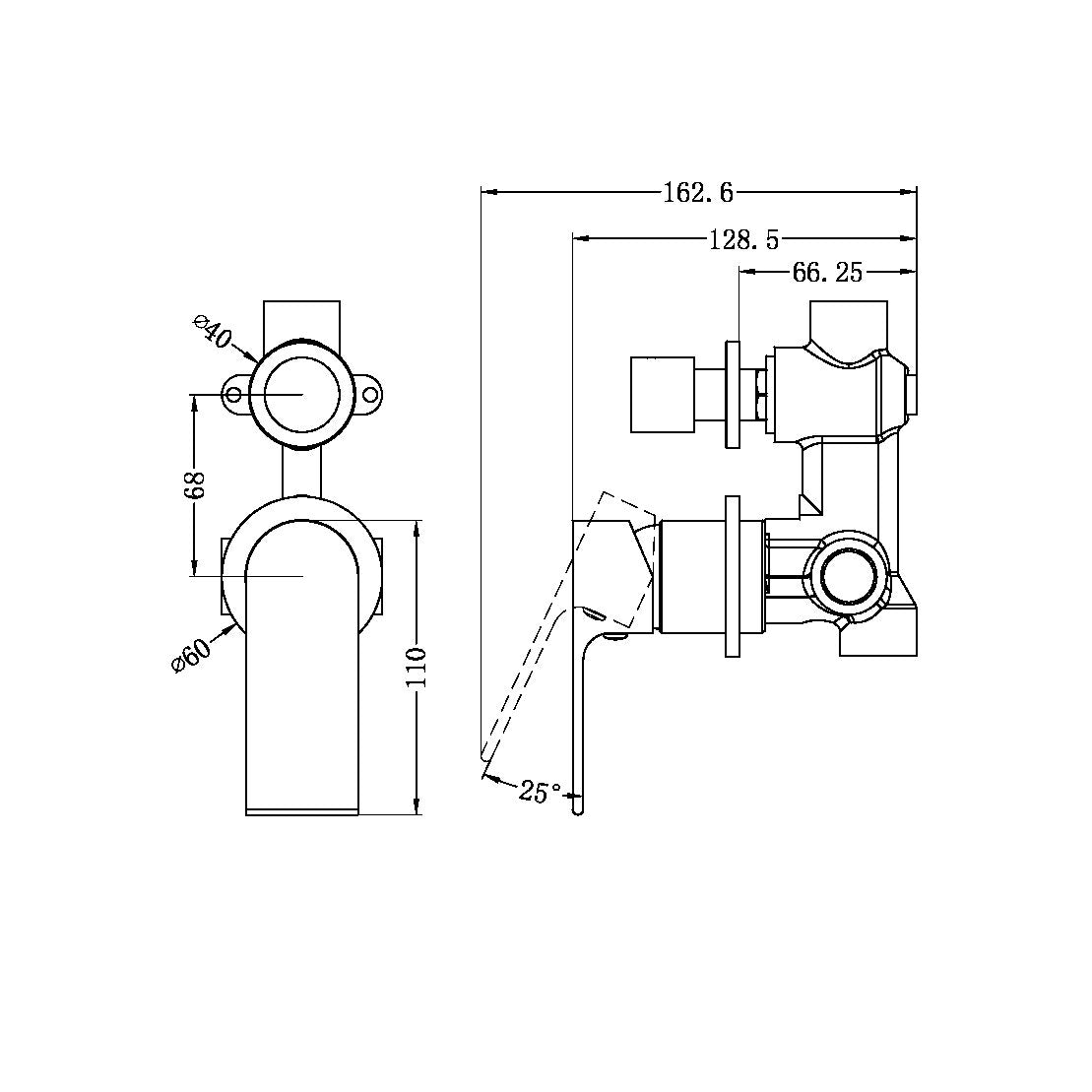 Bianca Shower Mixer | Diverter | Separate Back Plate