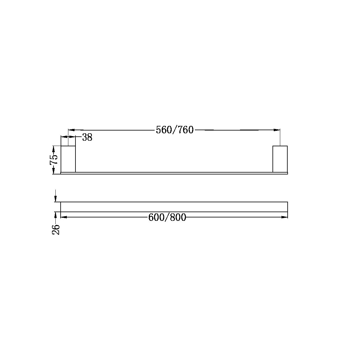 Celia Towel Rail | Single | 600mm/800mm