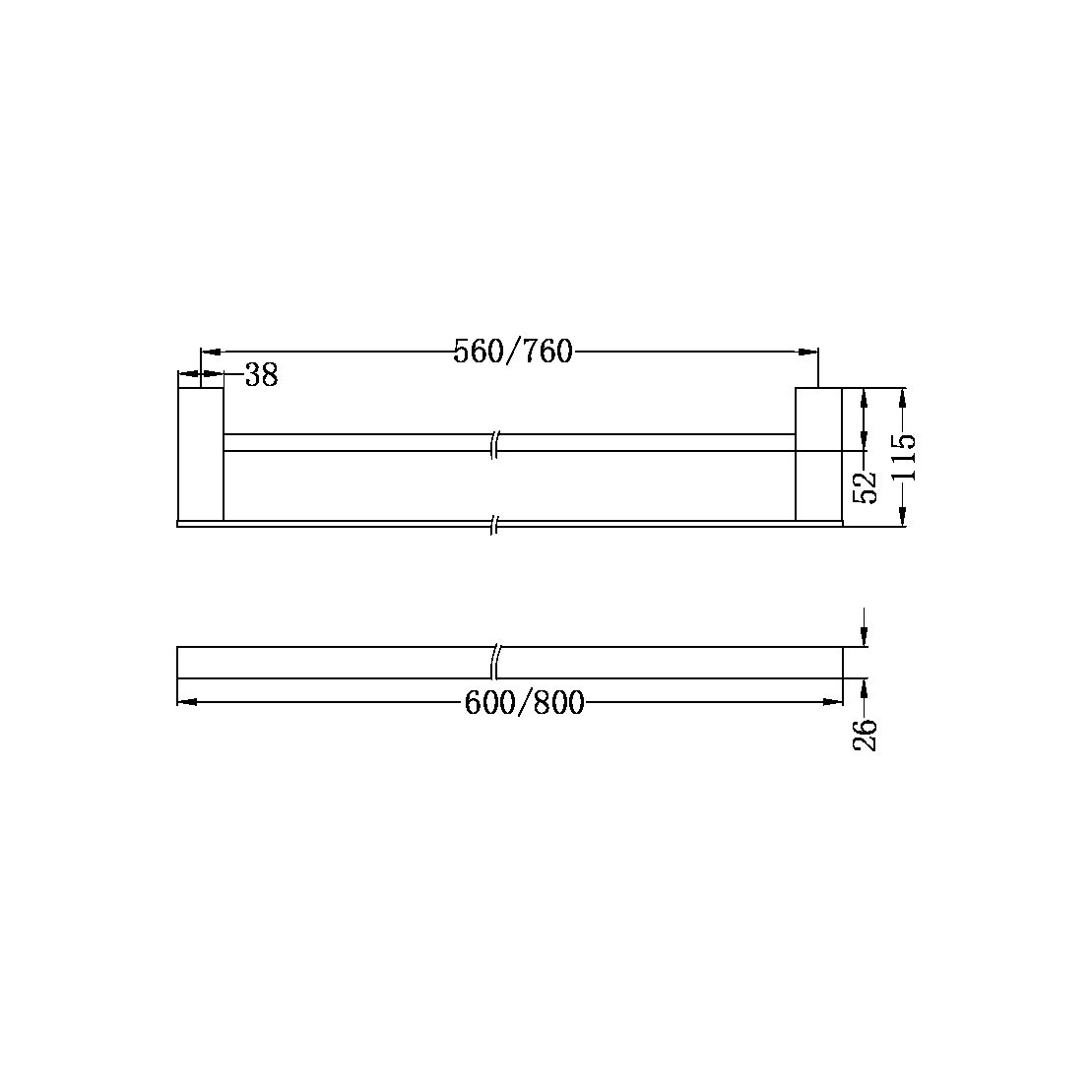 Celia Towel Rail | Double | 600/800mm