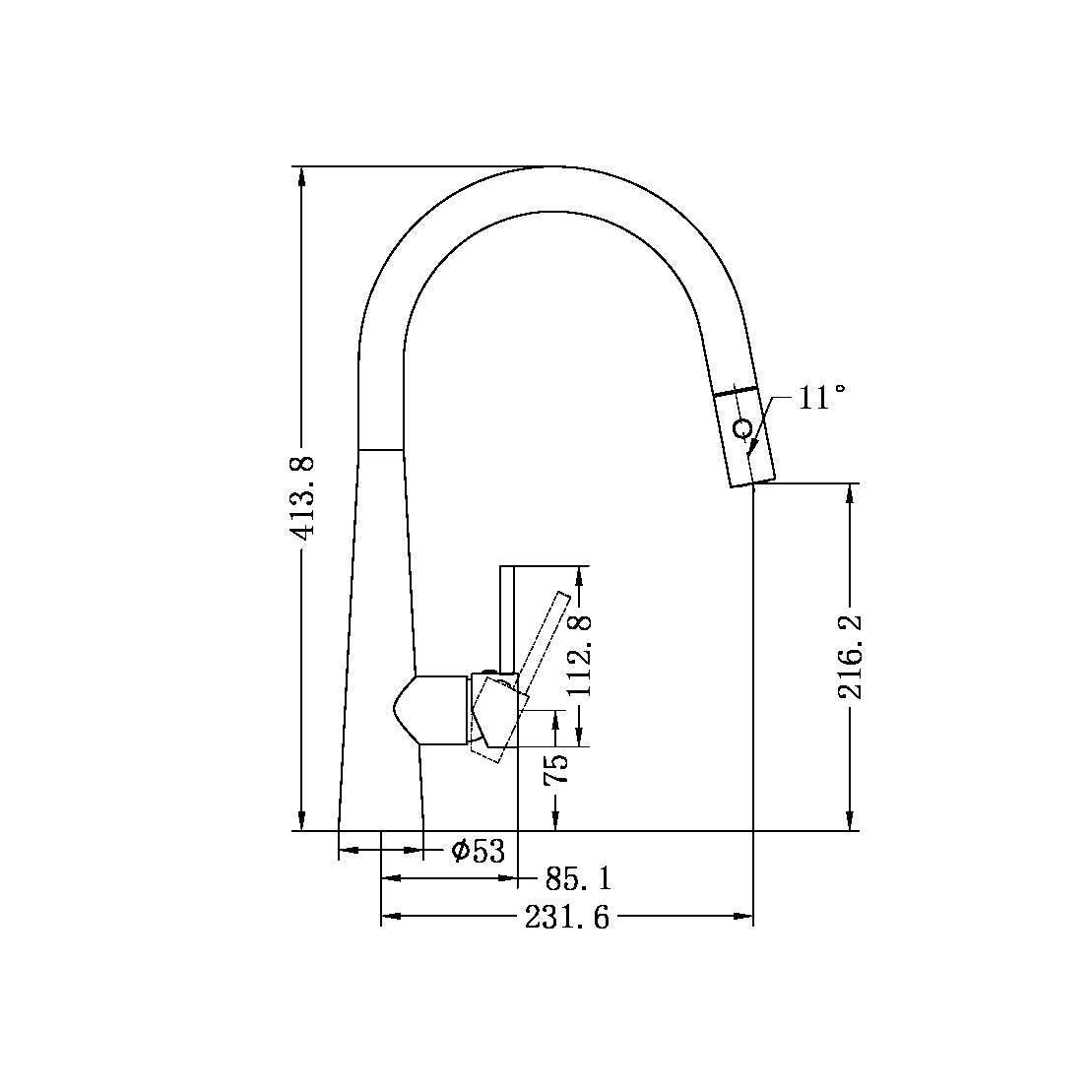 Dolce Pull Out Sink Mixer | Veggie Spray