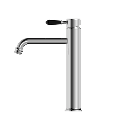 York Straight Basin Mixer | Tall | Black Porcelain Lever