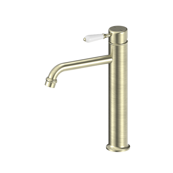 York Straight Basin Mixer | Tall | White Porcelain Lever