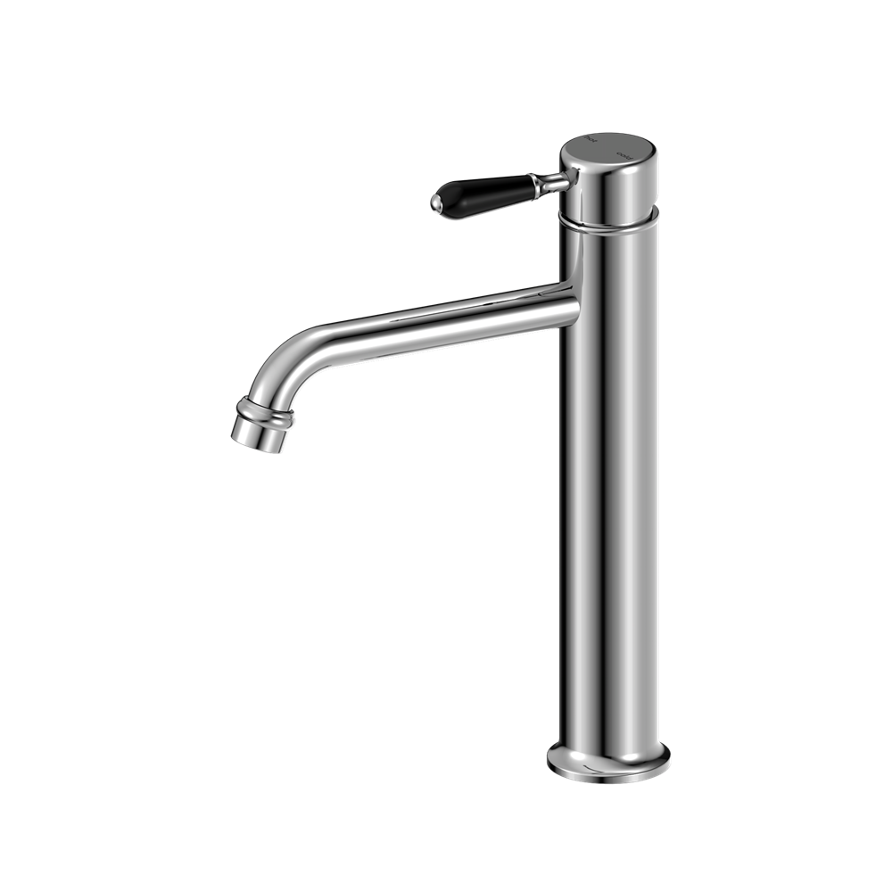 York Straight Basin Mixer | Tall | Black Porcelain Lever