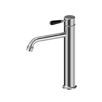 York Straight Basin Mixer | Tall | Black Porcelain Lever