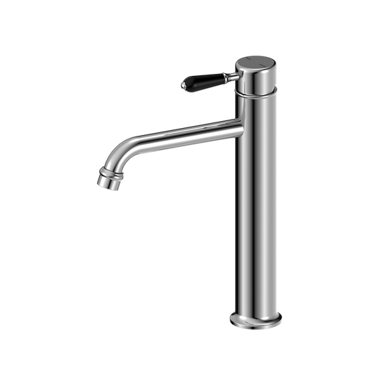 York Straight Basin Mixer | Tall | Black Porcelain Lever