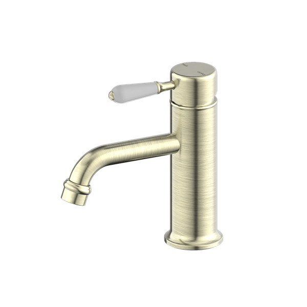 York Straight Basin Mixer | White Porcelain Lever