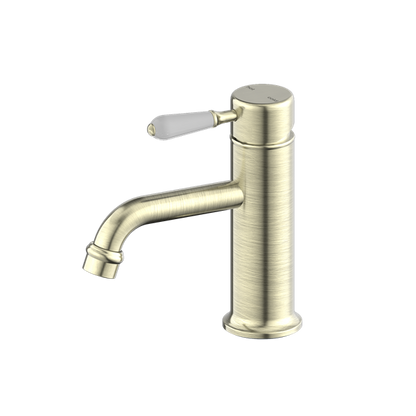 York Straight Basin Mixer | White Porcelain Lever