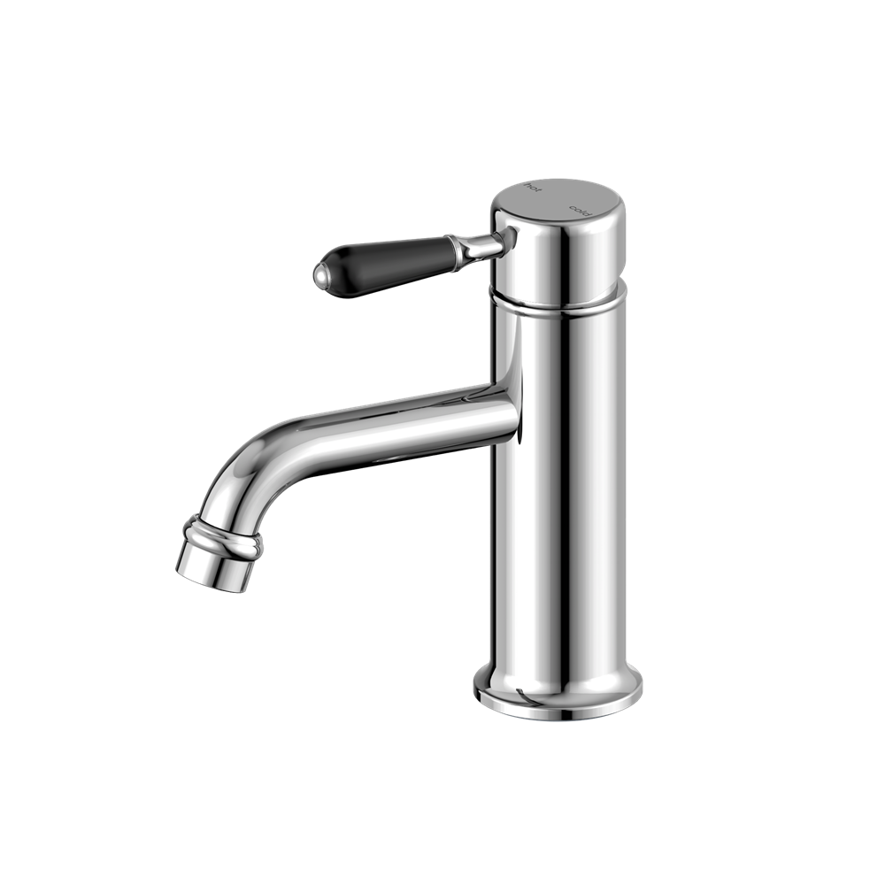 York Straight Basin Mixer | Black Porcelain Lever