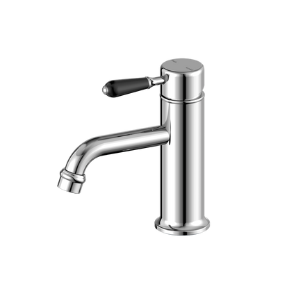 York Straight Basin Mixer | Black Porcelain Lever