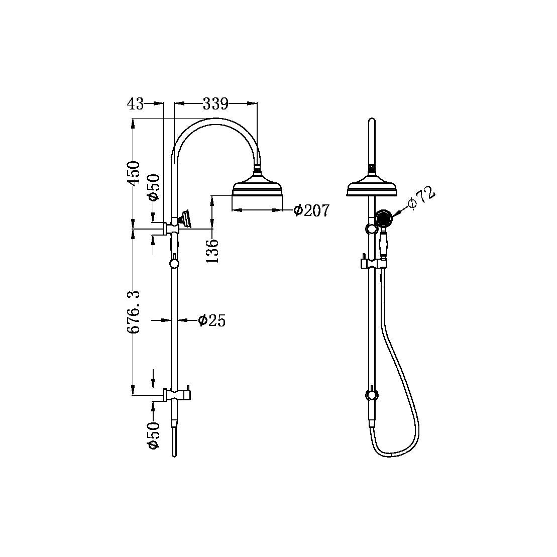 York Twin Shower | Metal Hand Shower