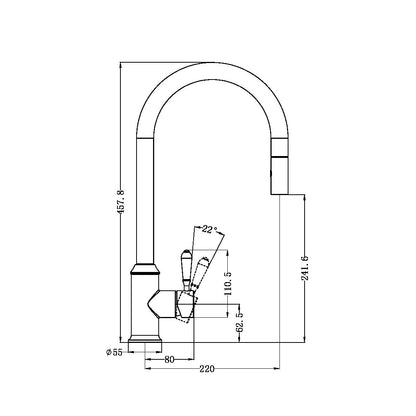 York Pull Out Sink Mixer | Veggie Spray | Metal Lever