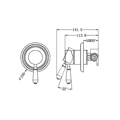 York Shower Mixer | Black Porcelain Lever