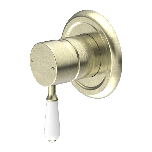 NERO York Shower Mixer with White Porcelain Lever