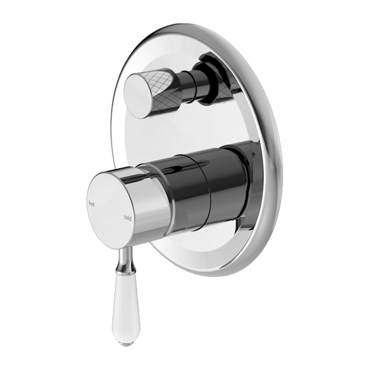 York Shower Mixer | Diverter | White Porcelain Lever