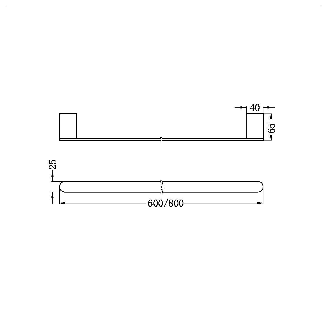 Bianca Towel Rail | Single | 600/800mm