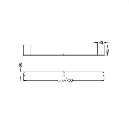 Bianca Towel Rail | Single | 600/800mm