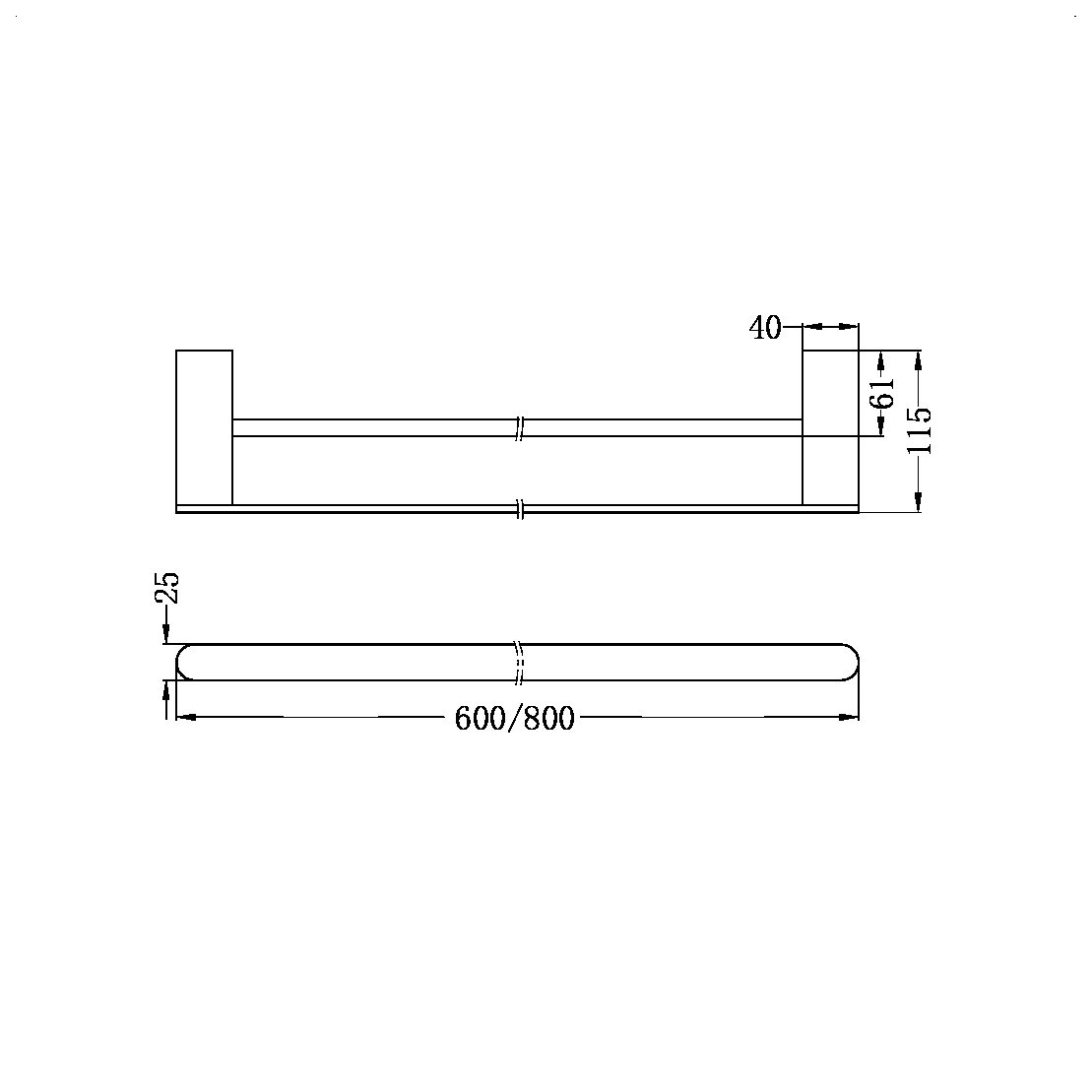 Bianca Towel Rail | Double | 600/800mm