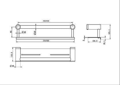 Mecca Care Grab Rail | Shelf | 25mm | 300/450mm