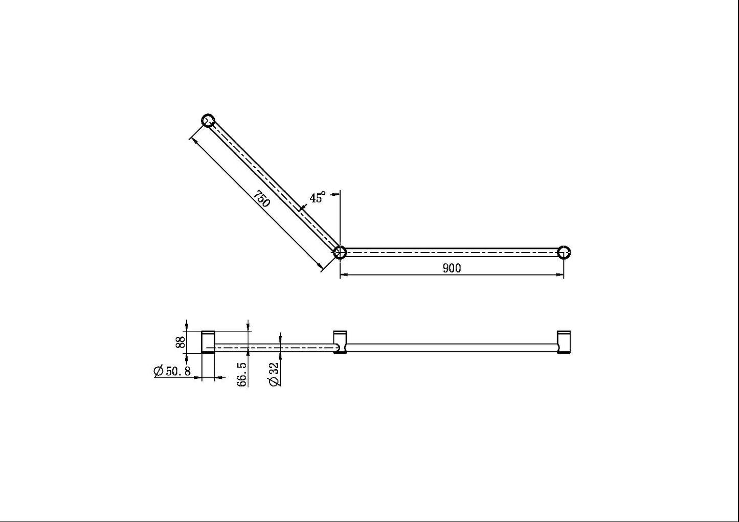 Mecca Care Grab Rail Set | 32mm DDA | 45 Degree | 750x900mm