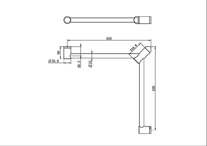 Mecca Care Grab Rail | Wrap Around Corner | 600x600mm