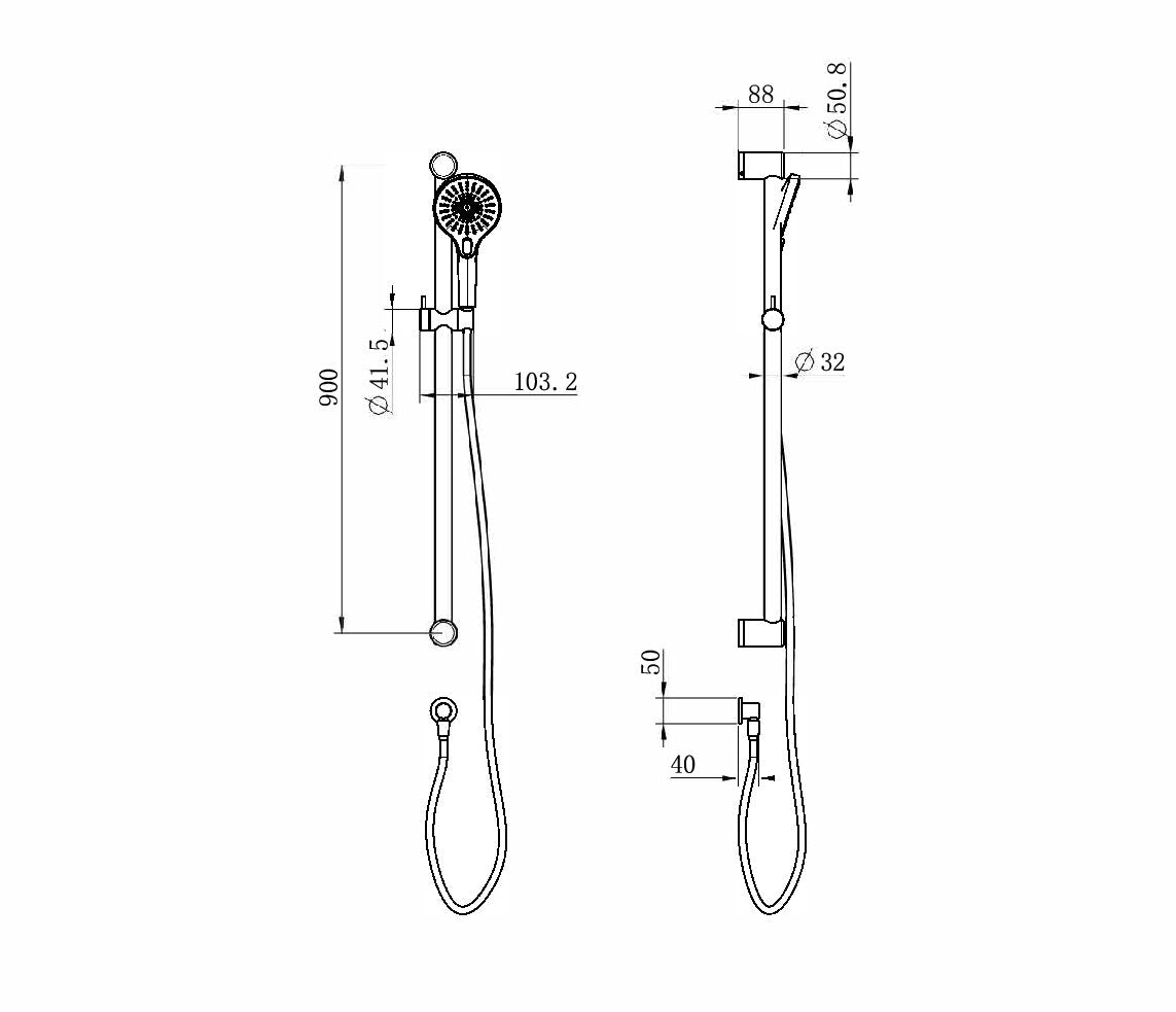 Mecca Care 32mm Grab Rail | Adjustable Shower Rail Set