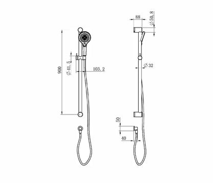 Mecca Care 32mm Grab Rail | Adjustable Shower Rail Set