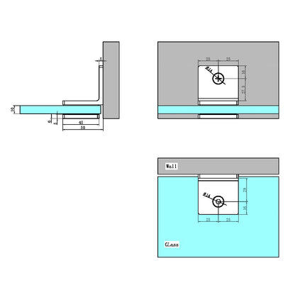 90 Degree Bracket | Glass to Wall | 10mm Glass