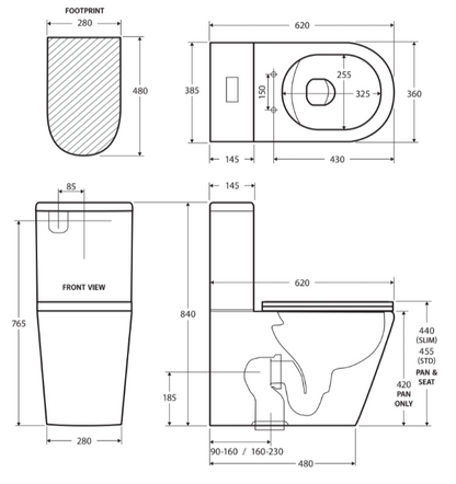 Aluca Tornado Flush Back-to-Wall Toilet Suite, Gloss White with Slim Seat