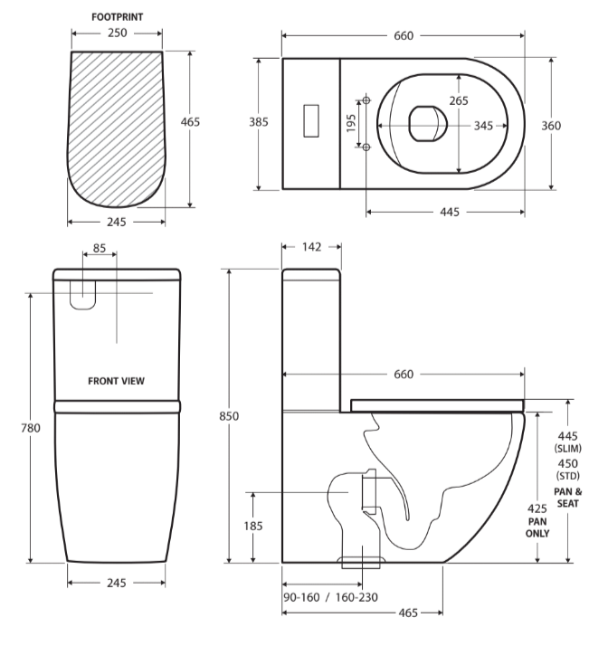 Koko Tornado Flush Back-to-Wall Toilet Suite, Gloss White with Slim Seat