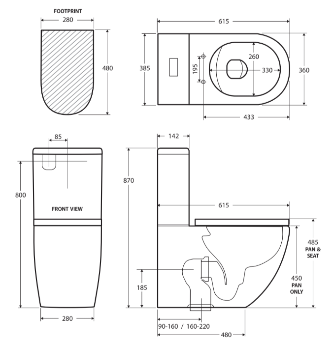 Alix Back-to-Wall Toilet Suite, Gloss White