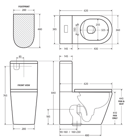 Isabella Back-to-Wall Toilet Suite, Gloss White