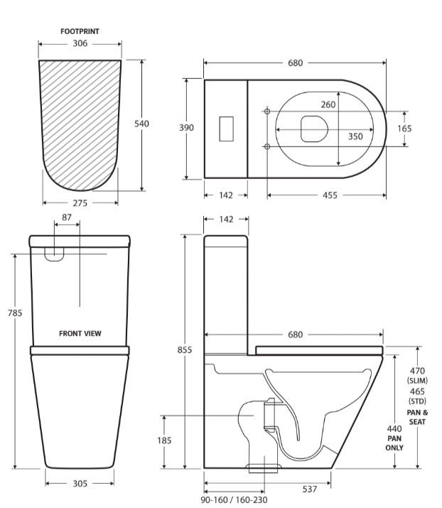 Kaya Tornado Flush Back-to-Wall Toilet Suite, Gloss White