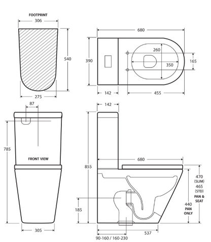 Kaya Tornado Flush Back-to-Wall Toilet Suite, Gloss White