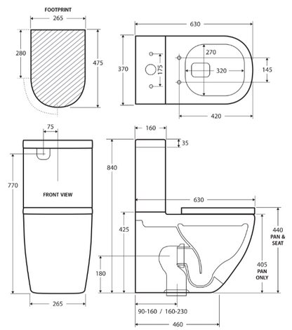 Empire Back-to-Wall Toilet Suite, Gloss White