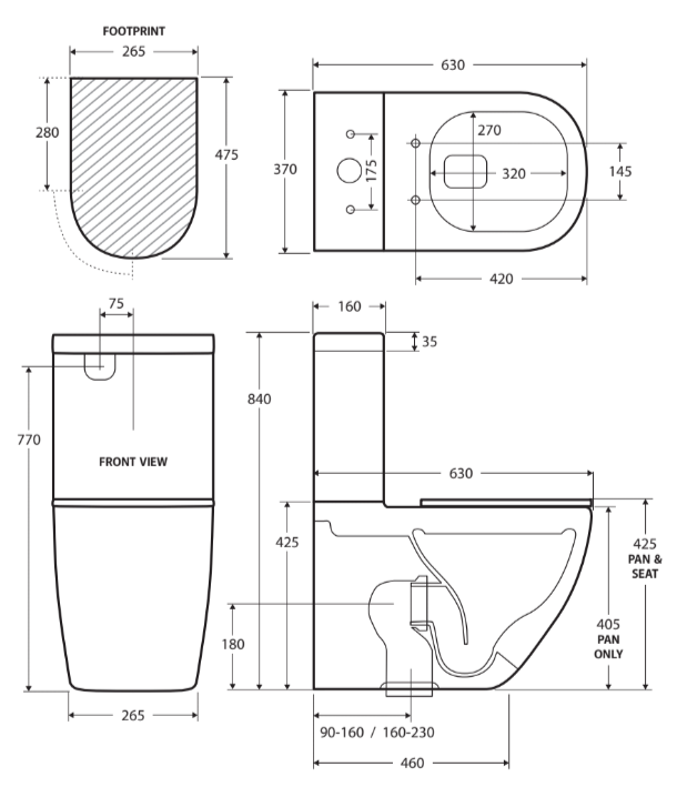 Empire Back-to-Wall Toilet Suite, Gloss White with Slim Seat