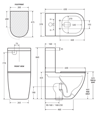 Empire Back-to-Wall Toilet Suite, Gloss White with Slim Seat